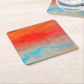 海サンセット抽象芸術 スクエアペーパーコースター (アングル)