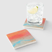 海サンセット抽象芸術 ストーンコースター (横)