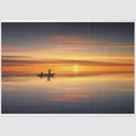 海サンセット魚釣りボートデクページティッシュペーパー 薄葉紙 (正面)