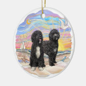 海サンライズ – Two Portugal Water Dogs セラミックオーナメント (左)