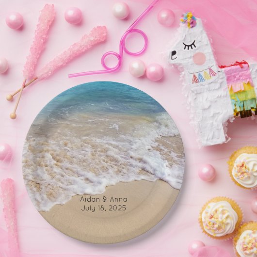 海サーフとビーチ結婚式 ペーパープレート (パーティー)