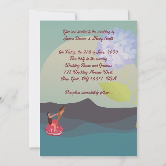 海サーフィンオンパンケーキスウィートラヴ結婚ィーズ 招待状 (裏面)