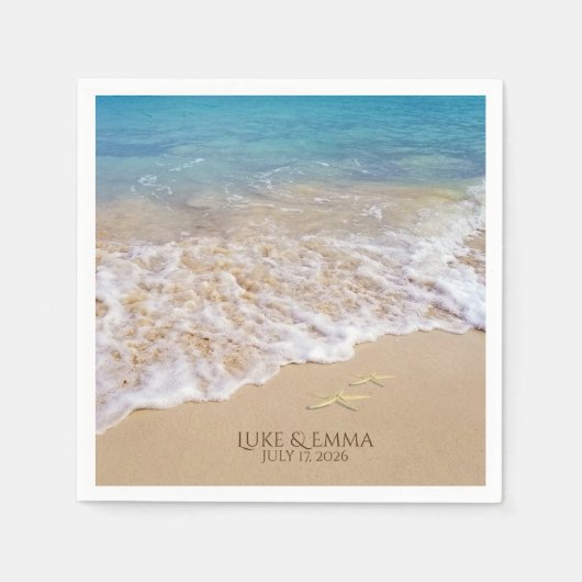 海サーフ結婚ス スタンダードカクテルナプキン (正面)