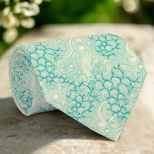 海シェルシーウェーブ抽象芸術ヴィンテージパターン ネクタイ