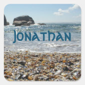 海シェルフォトブルー名文字 スクエアシール (正面)
