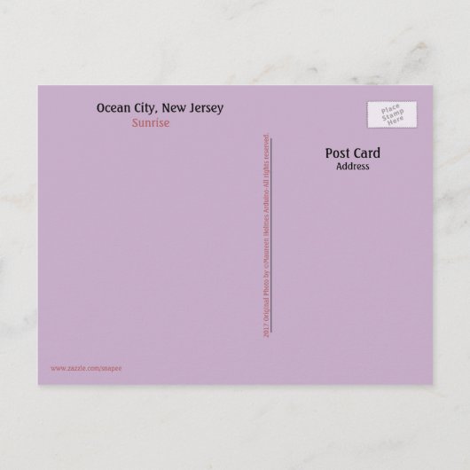 海シティニュージャージーパステルサンライズポストカード 案内ポストカード (裏面)