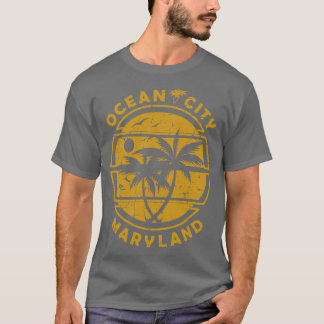 海シティメリーランドビーチサマーパームツリーズTシャツ Tシャツ