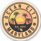 海シティメリーランドレトロサンセットお土産60s シール (正面)