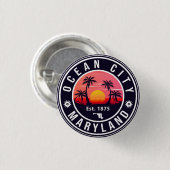 海シティメリーランドレトロサンセットお土産60s 缶バッジ (正面&裏面)