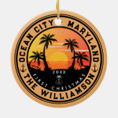 海シティメリーランドレトロサンセットお土産80s セラミックオーナメント (裏面)