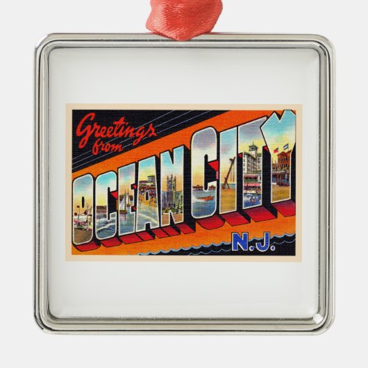 海シティーニュージャージーNJ大文字葉書 メタルオーナメント (正面)