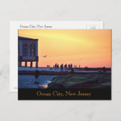 海シティー、ニュージャージーの音楽ピアのはがき 案内ポストカード (正面/裏面)