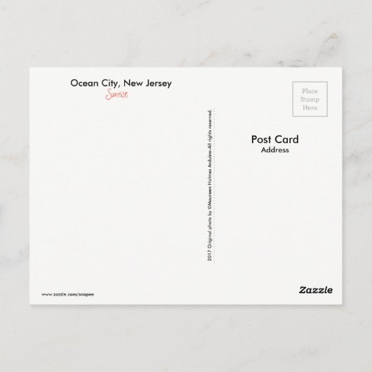 海シティー、ニュージャージーサンライズポストカード ポストカード (裏面)