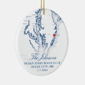 海シティMDマップネイビーの結婚写真クリスマス セラミックオーナメント (右)