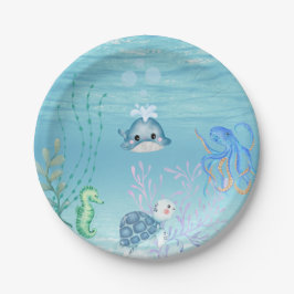 海シャワー招待状の下 ペーパープレート