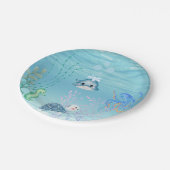 海シャワー招待状の下 ペーパープレート (アングル)