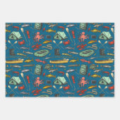 海ショアゴム薄汚れ魚釣りパターン ラッピングペーパーシート (正面3)