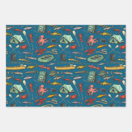 海ショアゴム薄汚れ魚釣りパターン ラッピングペーパーシート