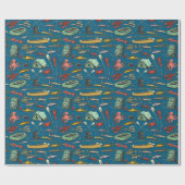 海ショアゴム薄汚れ魚釣りパターン ラッピングペーパー (フラット)