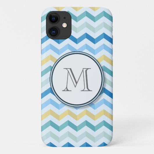 海ショアストライプシブロンRound Monogram Case-Mate iPhoneケース (裏面)