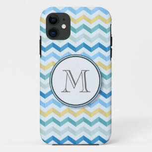 海ショアストライプシブロンRound Monogram iPhone 11 ケース