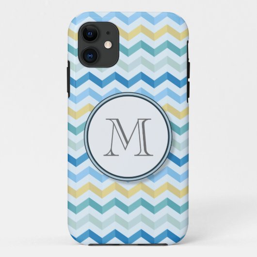 海ショアストライプシブロンRound Monogram Case-Mate iPhoneケース (裏面)