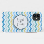 海ショアストライプシブロンRound Monogram Case-Mate iPhoneケース (裏面(横))
