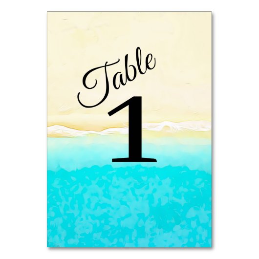 海ショアティール（緑がかった色）ウォーター結婚のテーブル番号カード テーブルナンバー (裏面)