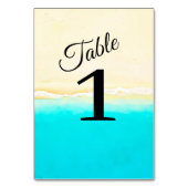 海ショアティール（緑がかった色）ウォーター結婚のテーブル番号カード テーブルナンバー (正面)