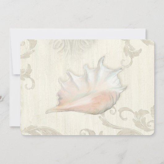 海ショアビーチシーシェルコンチシェルタイポグラフィ 招待状 (裏面)