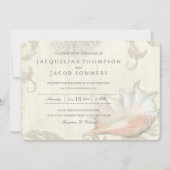 海ショアビーチシーシェルコンチシェルタイポグラフィ 招待状 (正面)