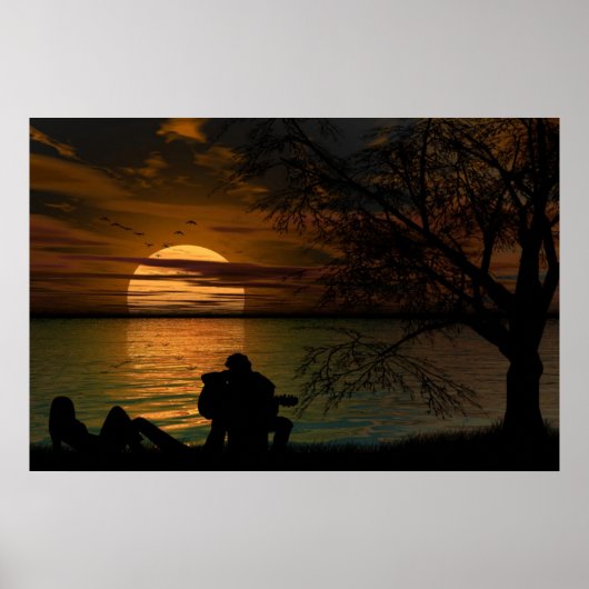 海シルエットポスター ポスター (正面)