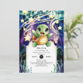 海シンプル亀誕生日 招待状 (スタンド正面)