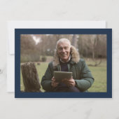 海シンプル軍と金ゴールドの葬儀写真 サンキューカード (裏面)