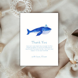 海シンプル鯨の赤ちゃんシャワーの下の青い サンキューカード