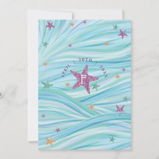海シーお洒落マーメイドベビーシャワー招待状 招待状 (裏面)