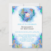 海シーアニマルズ1st誕生日招待状 招待状 (正面)