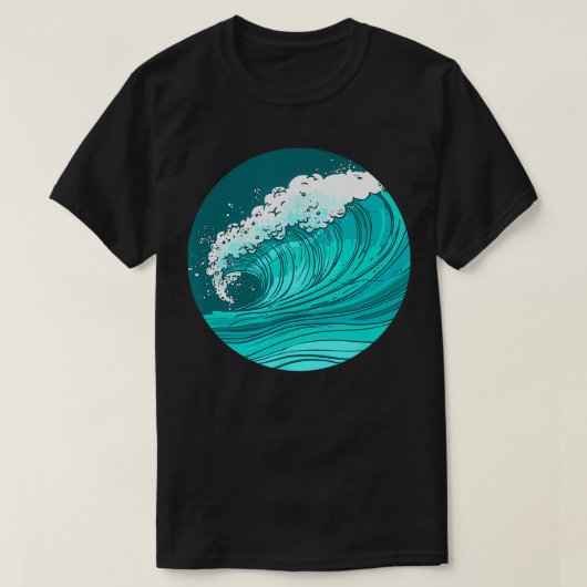 海シーウェーブサーフィン Tシャツ (デザイン正面)