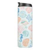 海シーウォーターカラーシーシェル&コーラルモノグラム タンブラー (回転右)