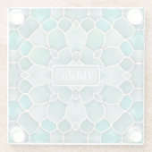 海'シーガラス'シェイプモザイクスタイルティール(緑がかった色)グリーン ガラスコースター (裏面)