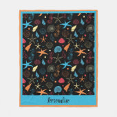 海シーシェルスターフィッシュ&シーホースビーチパターン フリースブランケット (正面)