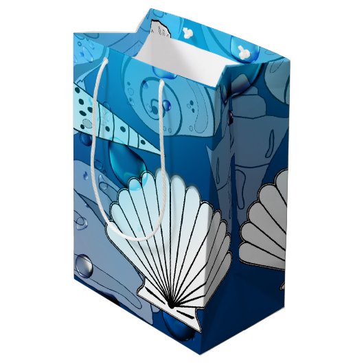 海シーシェルビーチアクア ミディアムペーパーバッグ (裏面アングル)