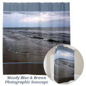 海シーショア写真ブルーとブラウン シャワーカーテン