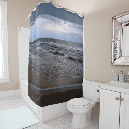 海シーショア写真ブルーとブラウン シャワーカーテン (インサイチュ)