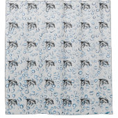 海シードルフィンワールドグレー シャワーカーテン (正面)