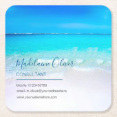 海シービジネス連絡ブルー スクエアペーパーコースター (正面)