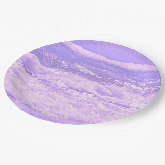 海シービーチパープルウェーブウォーター ペーパープレート (アングル)