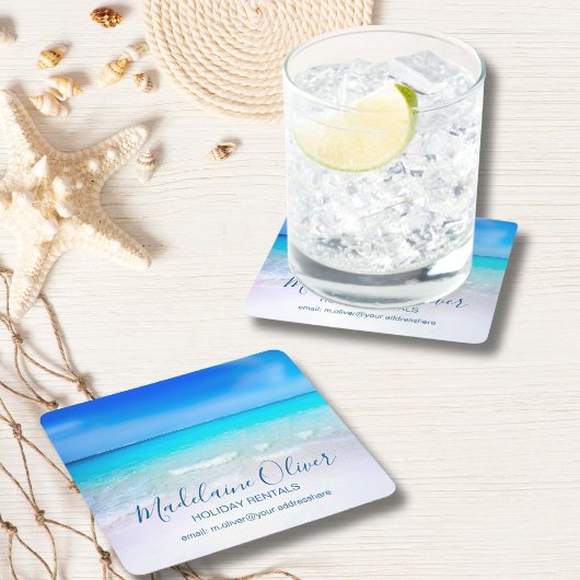 海シービーチブルーアクアコースタルファミリー スクエアペーパーコースター