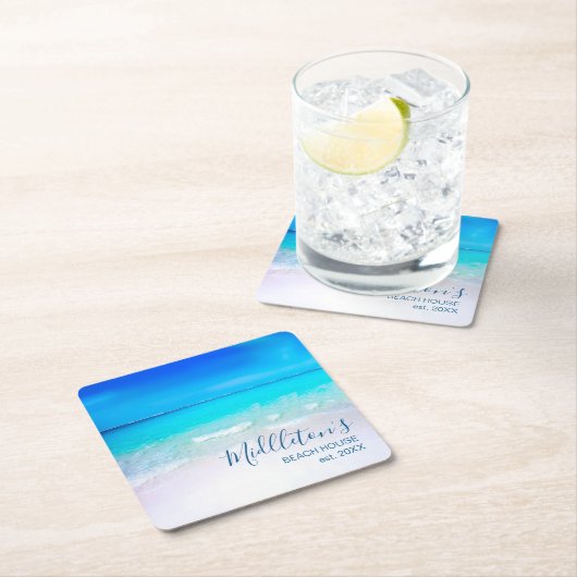 海シービーチブルーアクアコースタルファミリー スクエアペーパーコースター (インサイチュ)