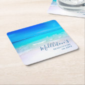 海シービーチブルーアクアコースタルファミリー スクエアペーパーコースター (アングル)